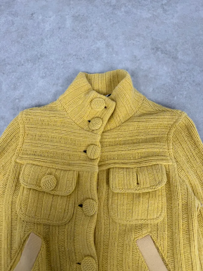 2000s Moschino Wool Yellow Buttoned Jacket - Image 5