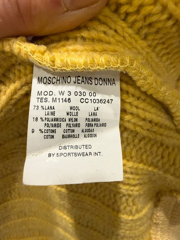 2000s Moschino Wool Yellow Buttoned Jacket - Image 8