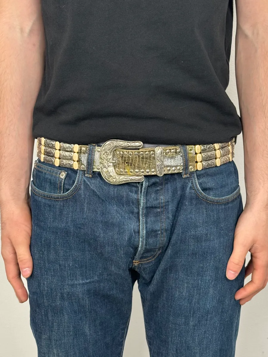2000s Nanni Celtic Ornament Metal Belt - Image 2