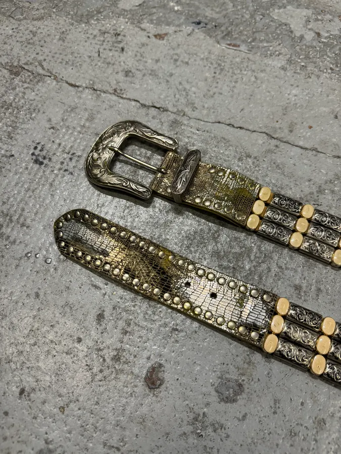 2000s Nanni Celtic Ornament Metal Belt - Image 4