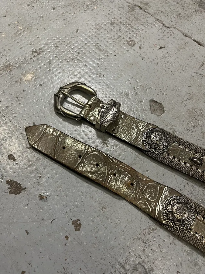 2000s Nanni Fantasy Ornament Metal Cowboy Belt - Image 6