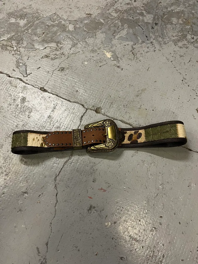 2000s Nanni Hyrbid Animal Leather Metal Belt - Image 5