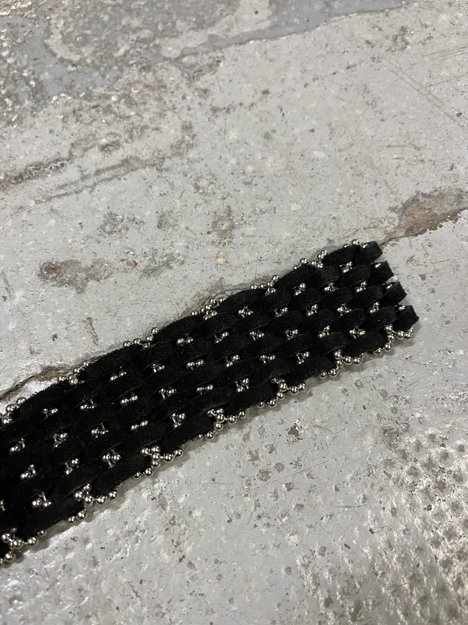 2000s Nanni Studded Black Suede Leather Belt - Image 7