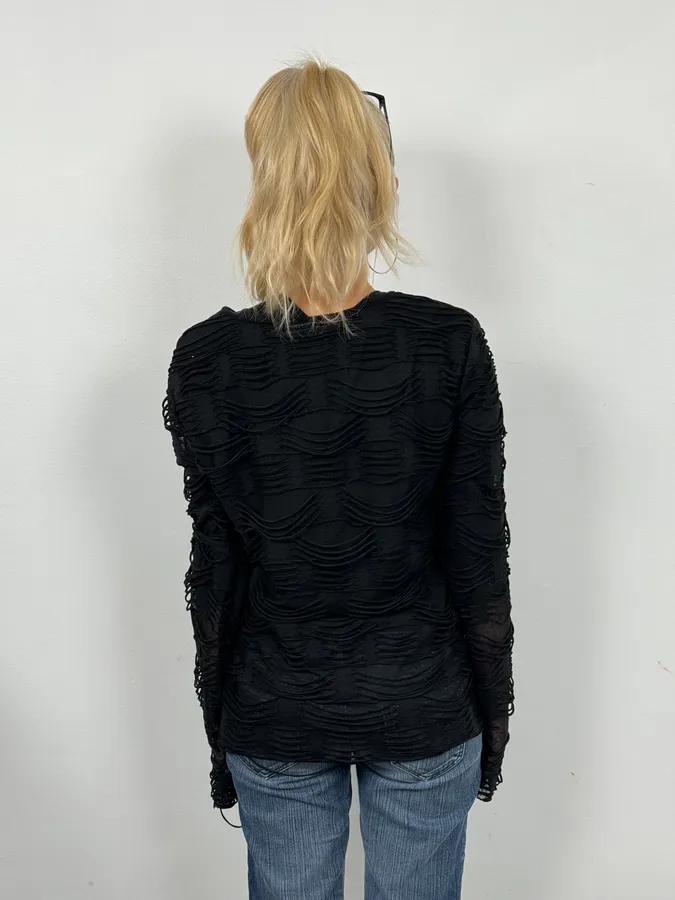 2000s Pierre Balmain Black Layered Distressed Longsleeves Top - Image 3