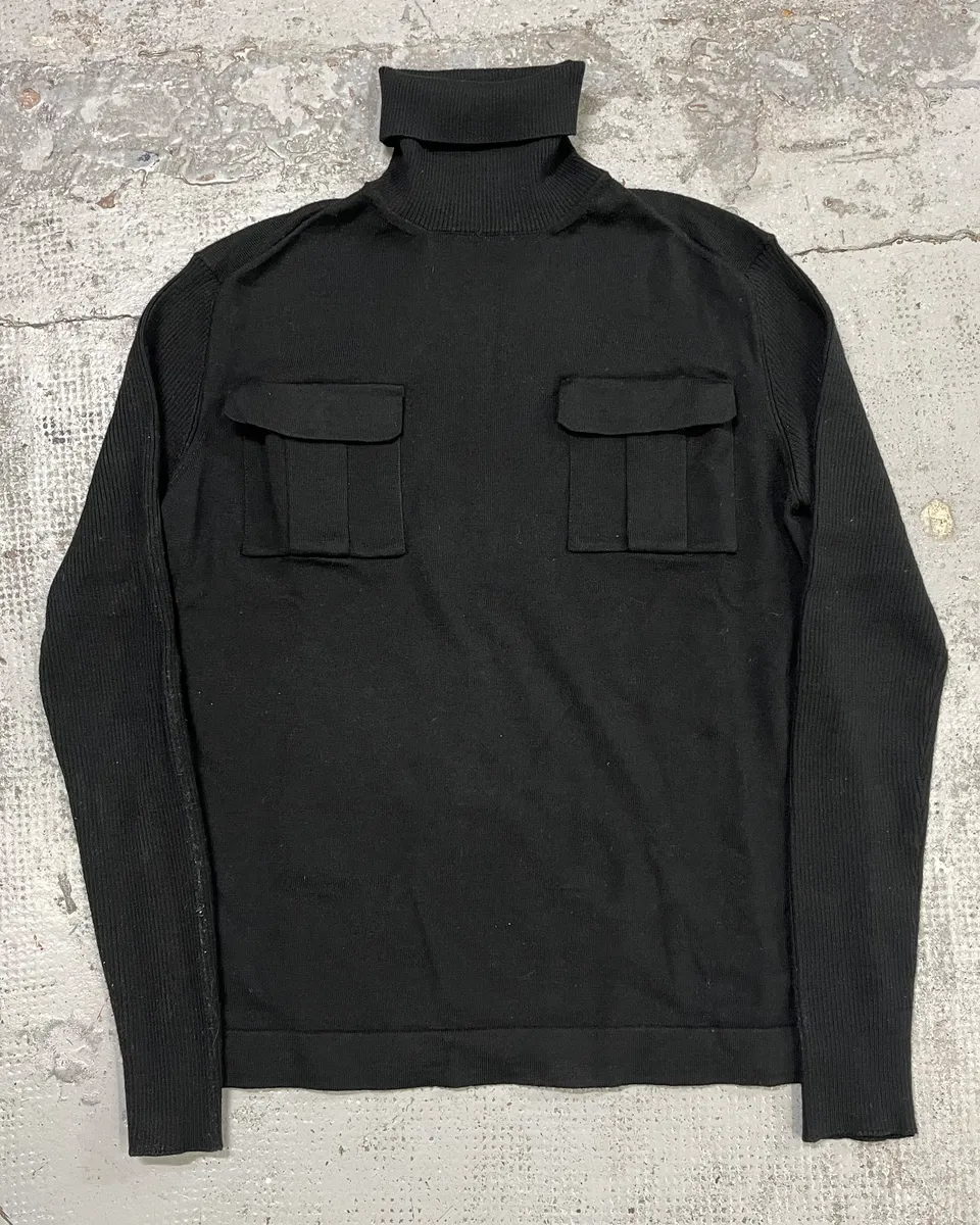 2000s Pierre Balmain Black Wool Multi Pockets Turtleneck - Image 3