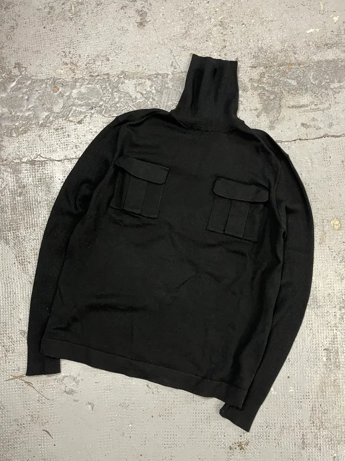 2000s Pierre Balmain Black Wool Multi Pockets Turtleneck - Image 4