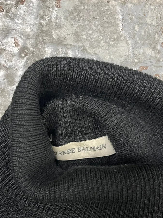 2000s Pierre Balmain Black Wool Multi Pockets Turtleneck - Image 8