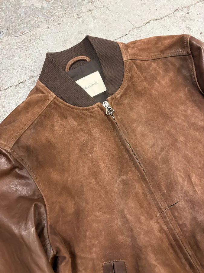 2000s Pierre Balmain Brown Suede Bomber Jacket - Image 6