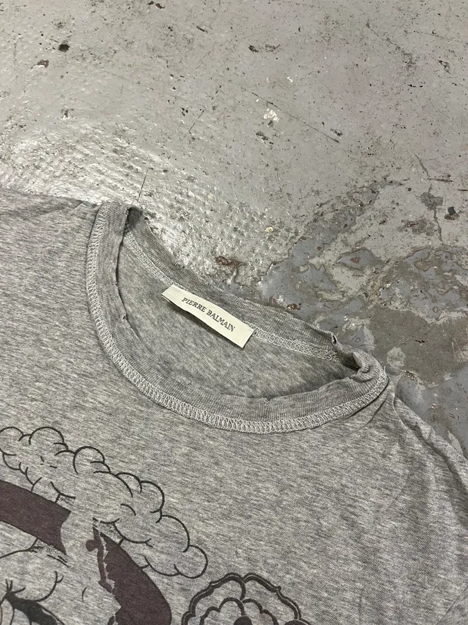2000s Pierre Balmain Heart Grey T-Shirt - Image 4