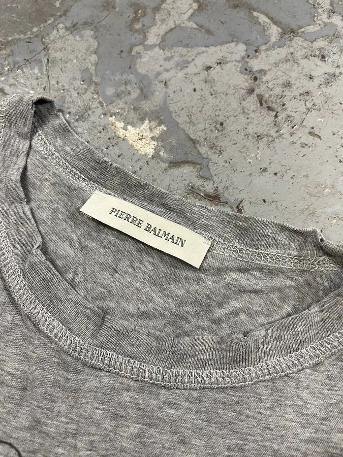 2000s Pierre Balmain Heart Grey T-Shirt - Image 7