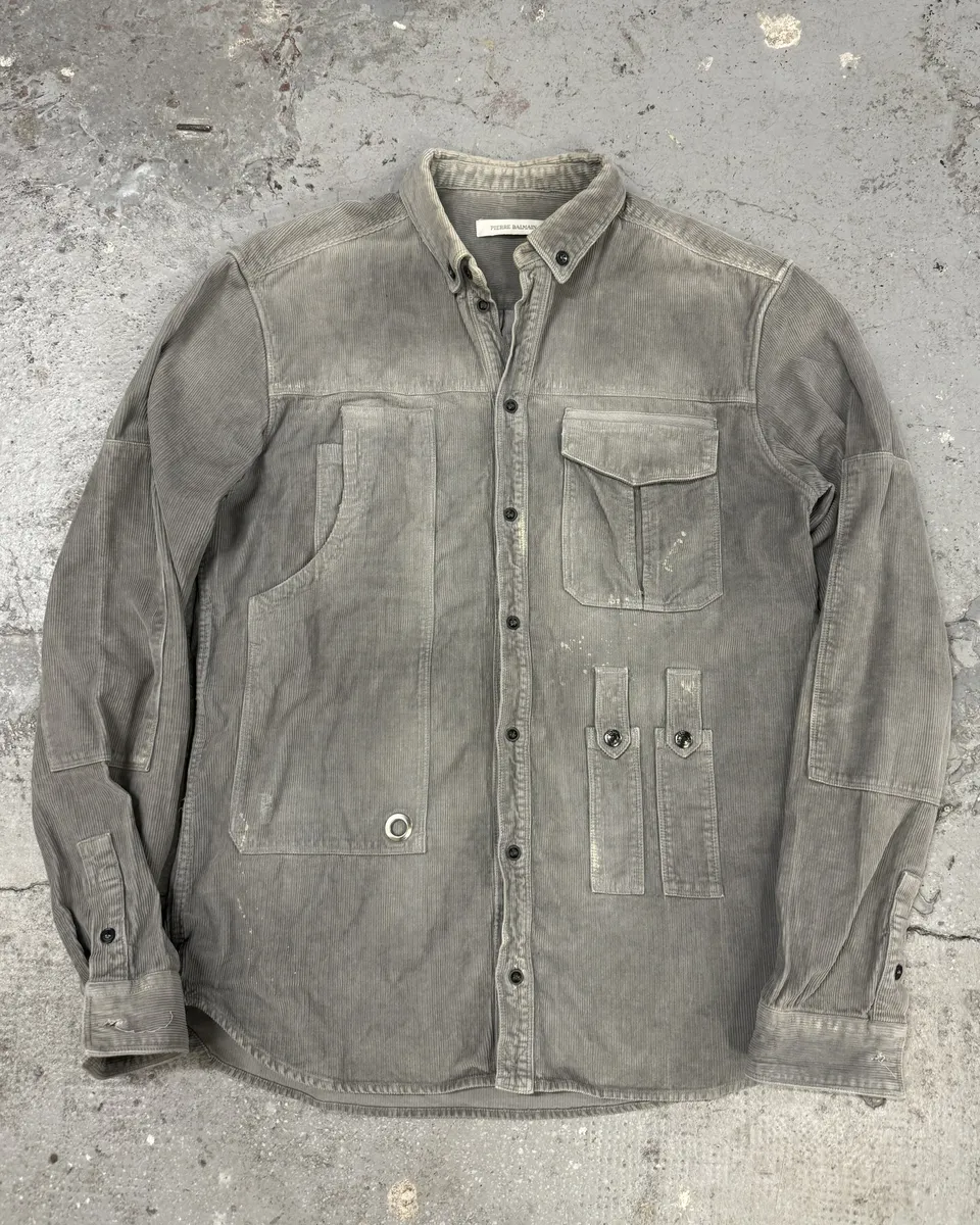2000s Pierre Balmain Multi Pockets Utility Velvet Shirt