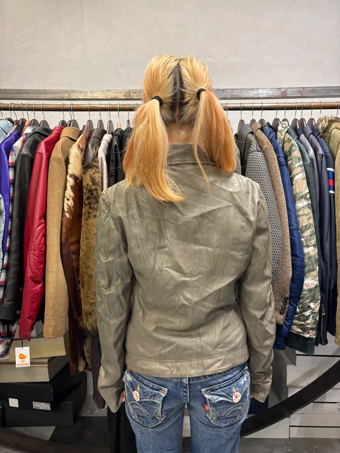 2000s Plein Sud Grey Raw Pure Leather Jacket - Image 3