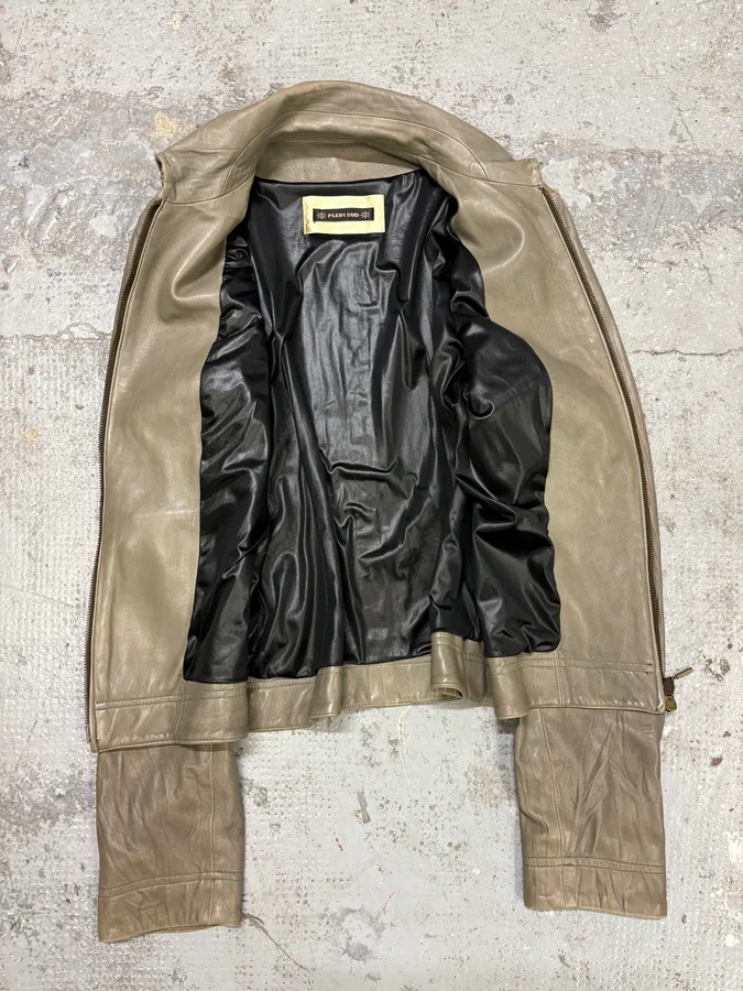 2000s Plein Sud Grey Raw Pure Leather Jacket - Image 8