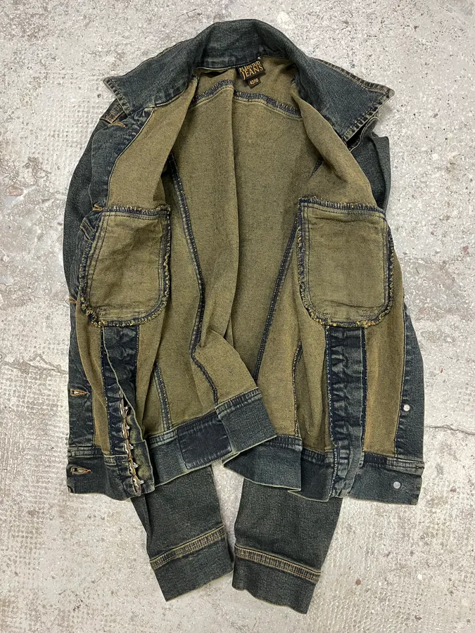 2000s Plein Sud Laced Raw Denim Jacket - Image 4