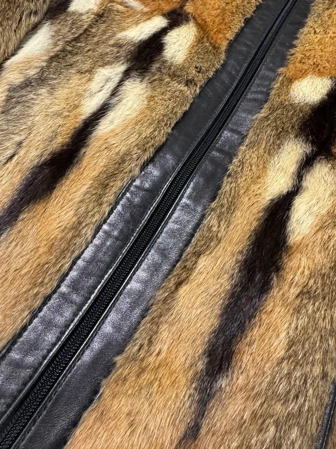 2000s Plein Sud Natural Fur Black Leather Jacket - Image 12