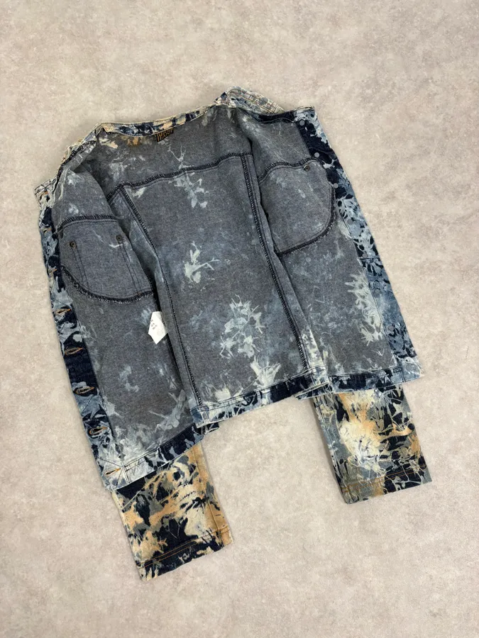 2000s Plein Sud Navy Acid Wash Cropped Denim Jacket - Image 6