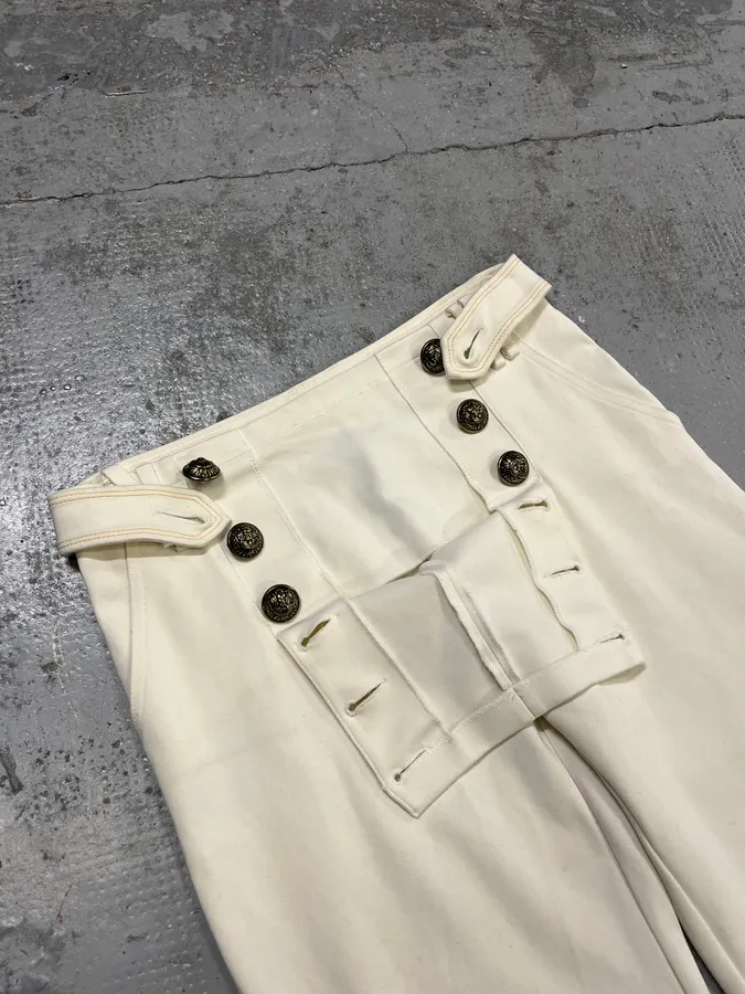 2000s Plein Sud Officer Cream Milano Double-Breasted Pants - Image 9