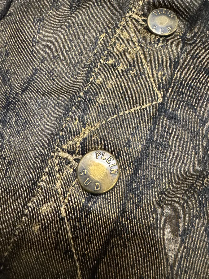 2000s Plein Sud Olive Painted Effect Eroded Jacket - Image 5