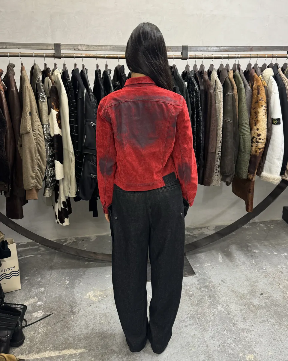 2000s Plein Sud Red Blood Velvet Shadow Jacket - Image 4