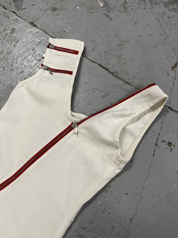 2000s Plein Sud Red Zip White Dress - Image 8