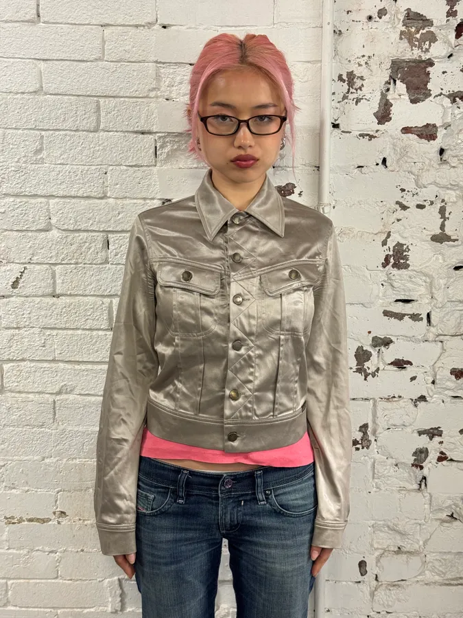 2000s Plein Sud Silver Nylon Buttoned Jacket - Image 2