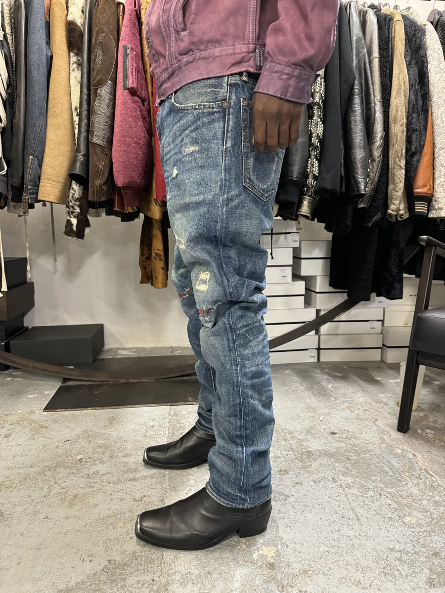 2000s Polo Ralph Lauren Blue Distressed Denim Jeans - Image 3