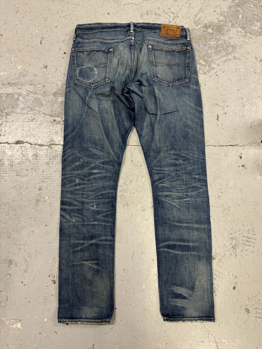 2000s Polo Ralph Lauren Blue Distressed Denim Jeans - Image 5