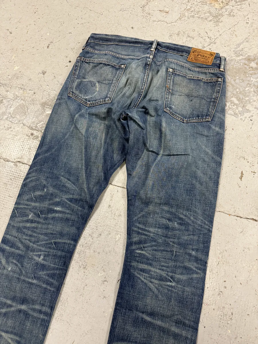 2000s Polo Ralph Lauren Blue Distressed Denim Jeans - Image 7