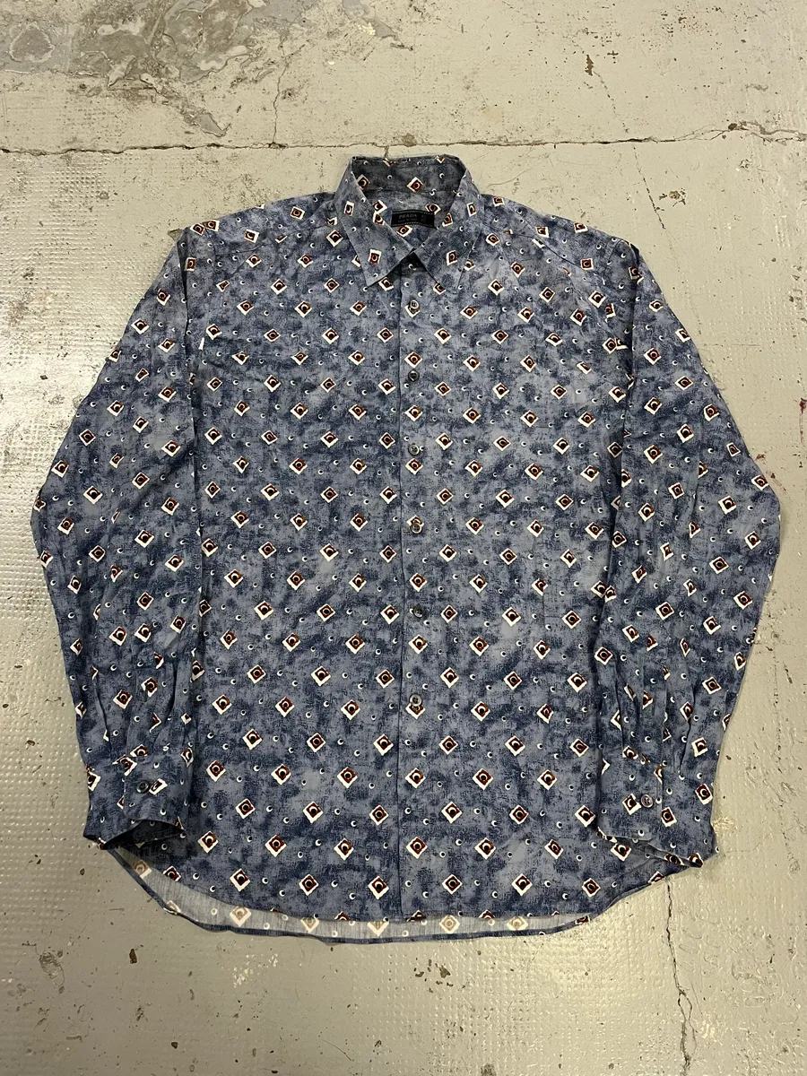 2000s Prada Abstract Cloud Blue Shirt