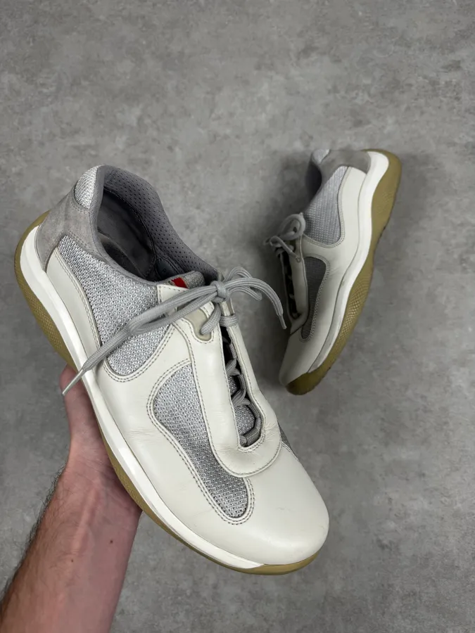 2000s Prada America’s Cup White Leather Sneakers