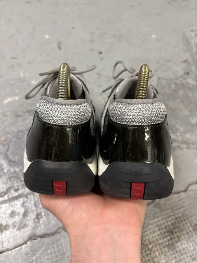 2000s Prada America’s Cup Black Satin Sneakers - Image 7