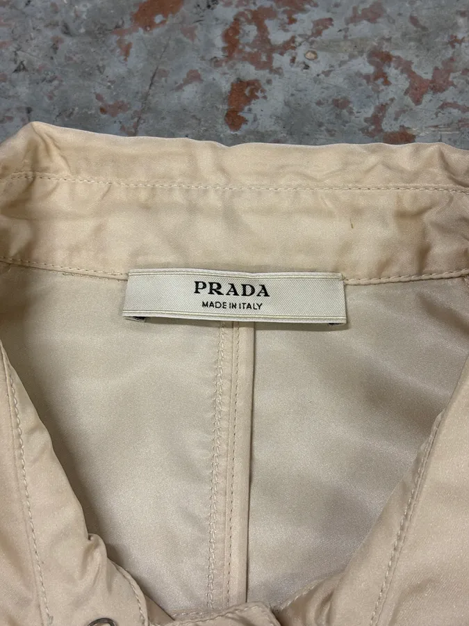 2000s Prada Beige Belted Trench Jacket - Image 8