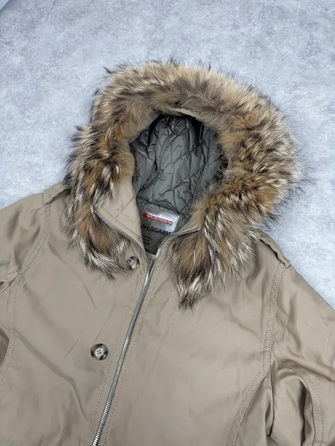 2000s Prada Beige Camel Fur Hood Jacket - Image 3