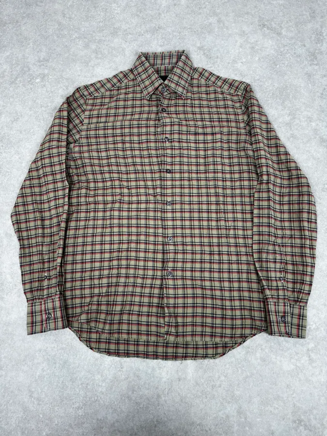 2000s Prada Beige Checkered Classy Shirt