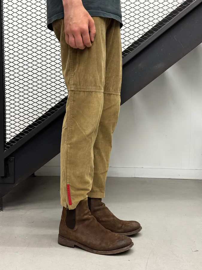 2000s Prada Beige Corduroy Linea Rossa Technical Pants - Image 4