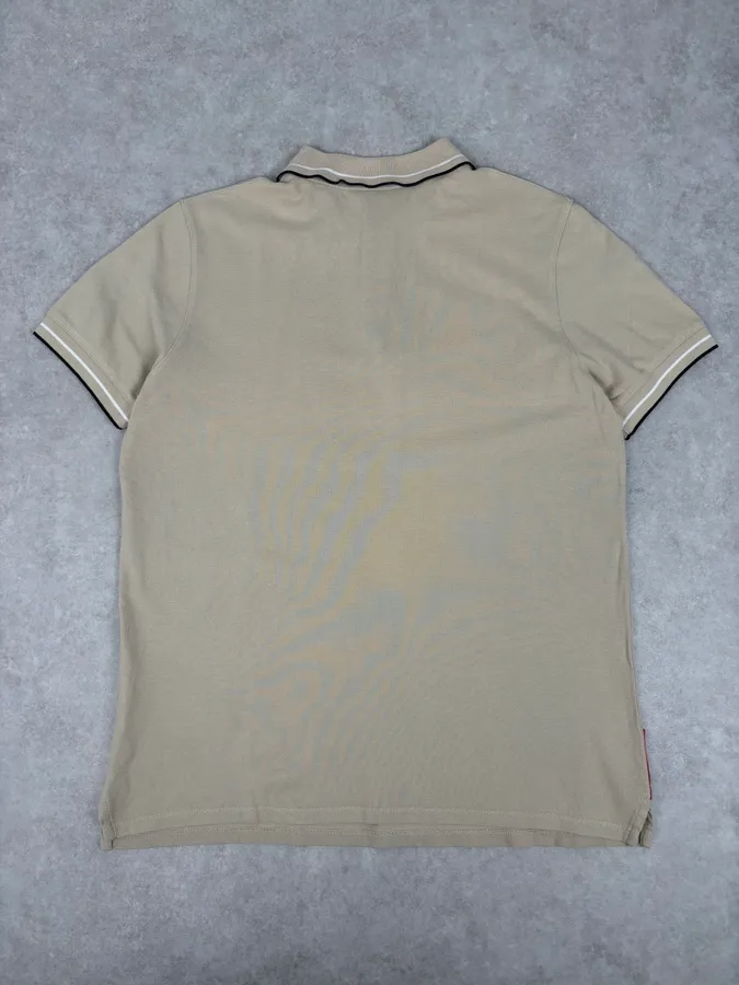 2000s Prada Beige Linea Rossa Contrast Trim Polo - Image 6