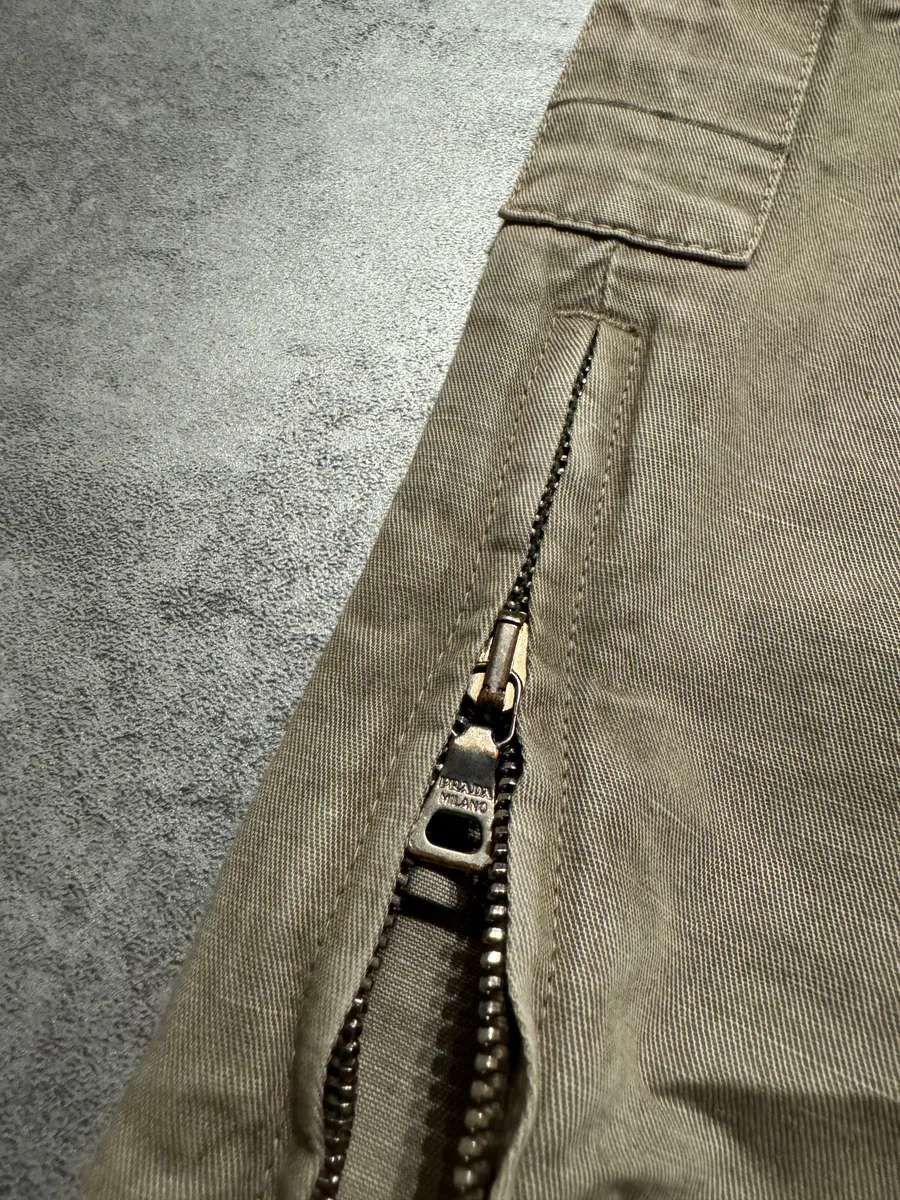 2000s Prada Beige Moto Padded Biker Soft Pants - Image 13