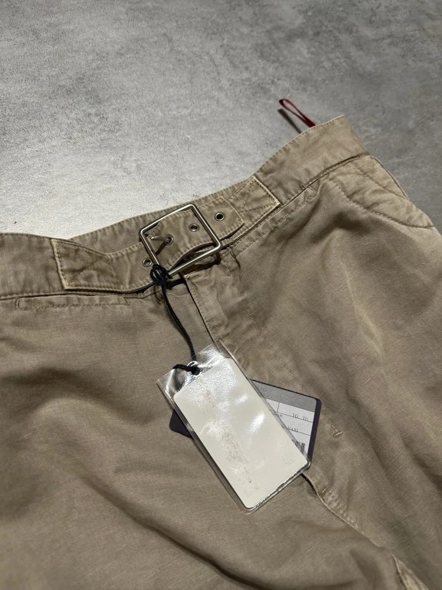 2000s Prada Beige Moto Padded Biker Soft Pants - Image 9