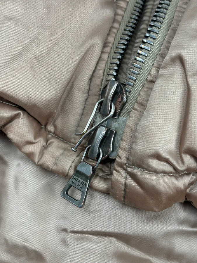 2000s Prada Beige Premium Shearling Collar Ski Puffer Jacket - Image 10