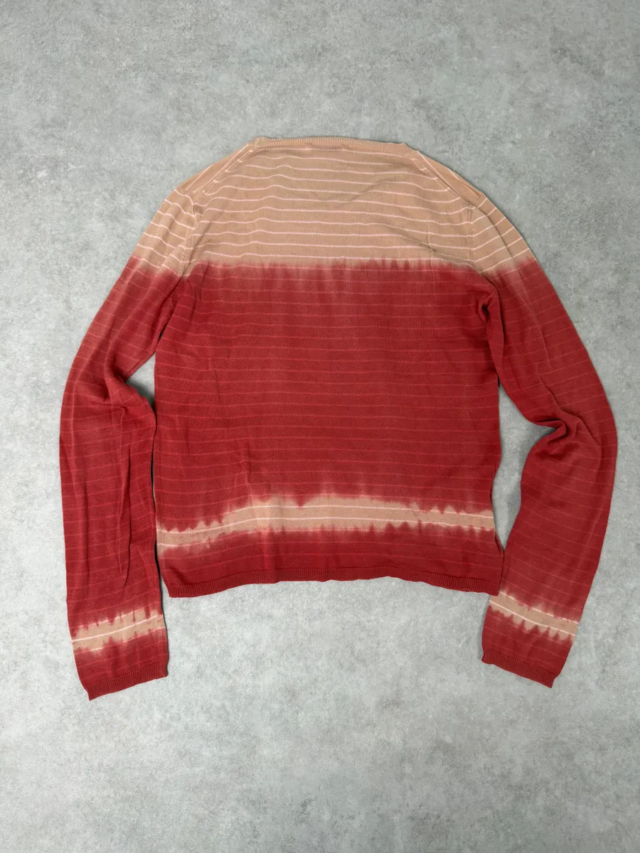 2000s Prada Beige & Red Gradient Striped Sweater - Image 5