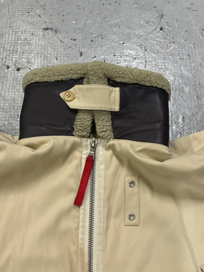 2000s Prada Beige Sherpa Collar Aviator Jacket - Image 10
