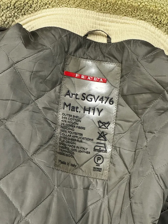 2000s Prada Beige Sherpa Collar Aviator Jacket - Image 16