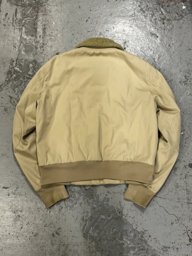 2000s Prada Beige Sherpa Collar Aviator Jacket - Image 2