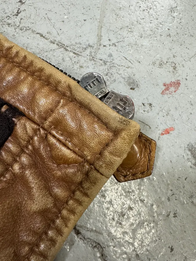 2000s Prada Biker Aged Brown Leather Jacket - Image 13