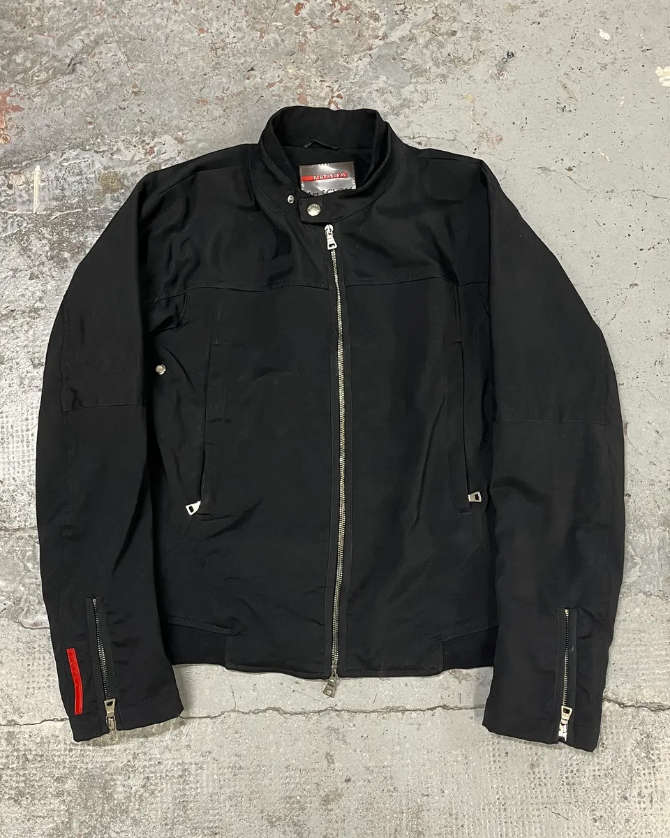 2000s Prada Biker Black Nylon Jacket