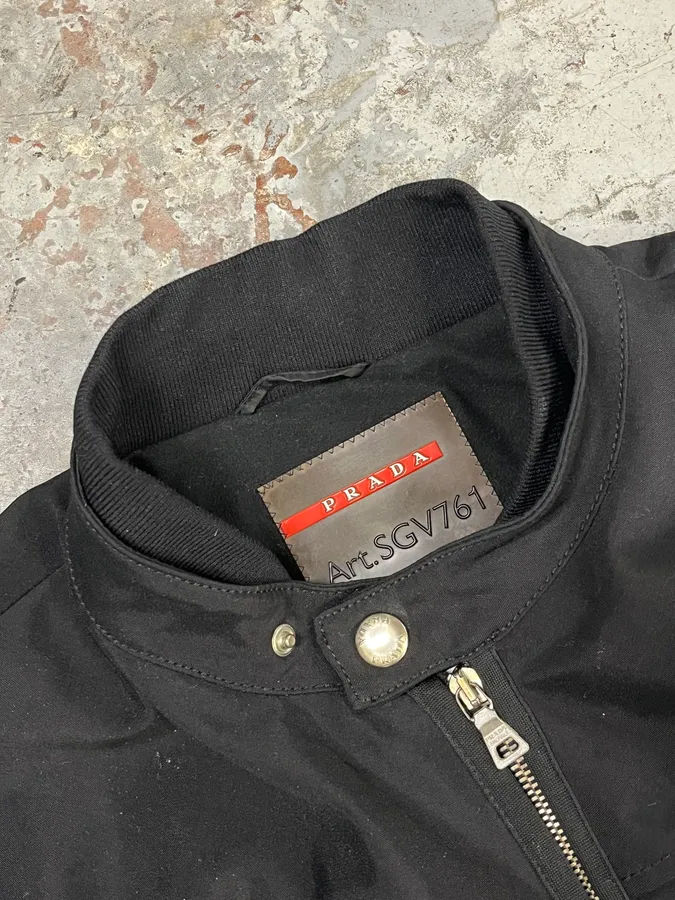 2000s Prada Biker Black Nylon Jacket - Image 4