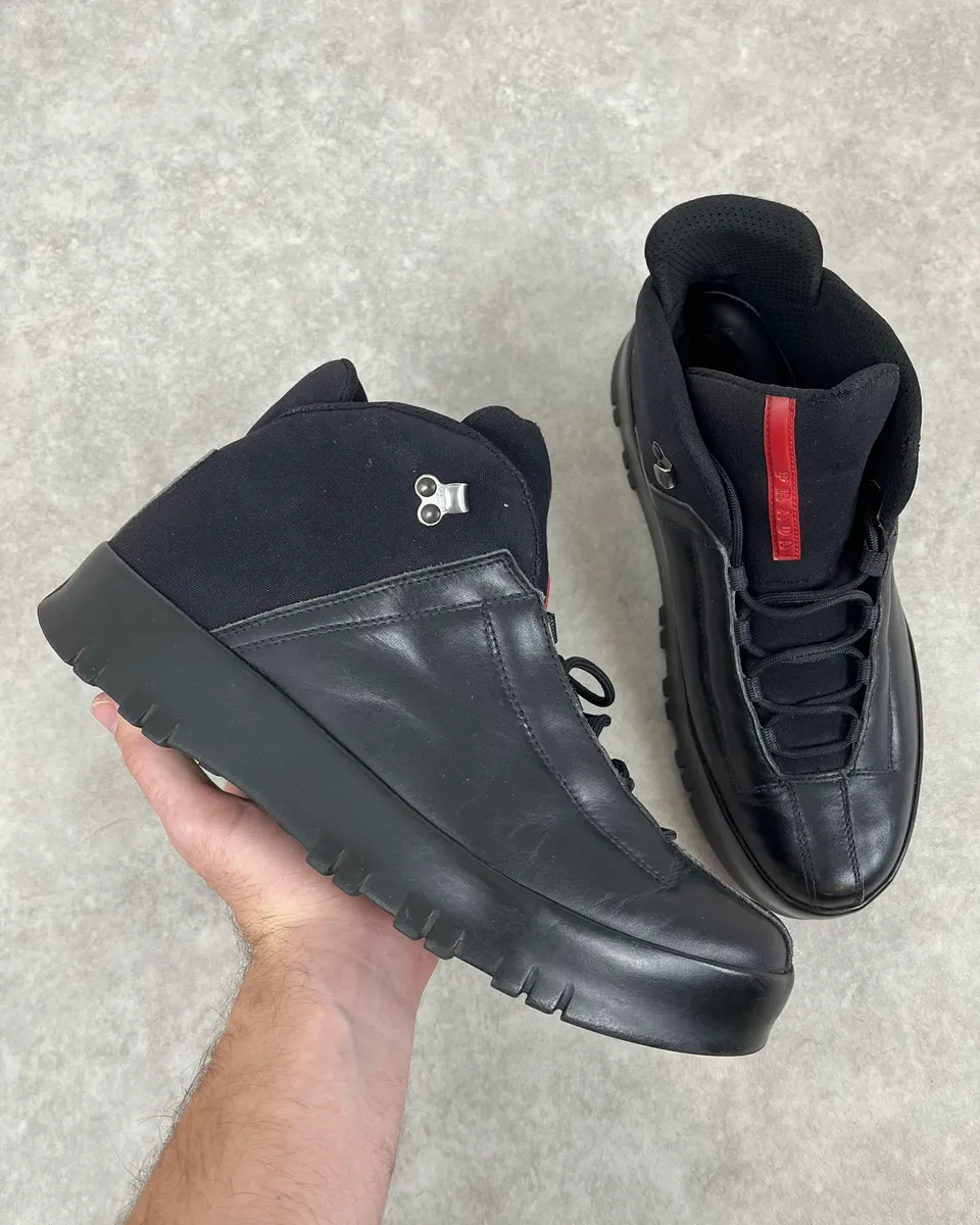 2000s Prada Black 3T Leather Boots