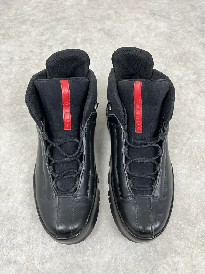 2000s Prada Black 3T Leather Boots - Image 2