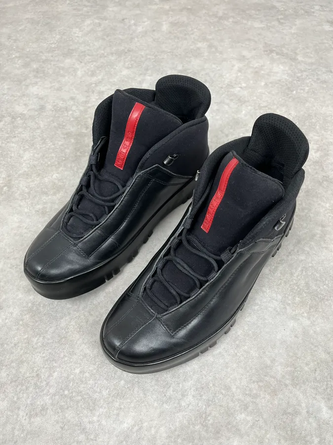 2000s Prada Black 3T Leather Boots - Image 4