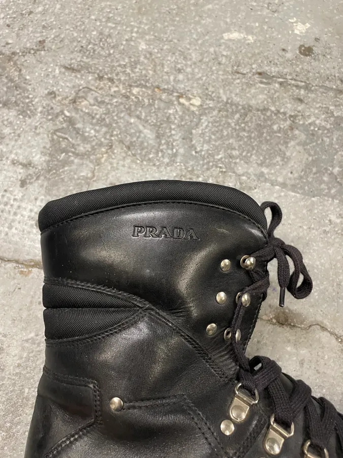 2000s Prada Black Ankle Leather Avant-Garde Boots - Image 7